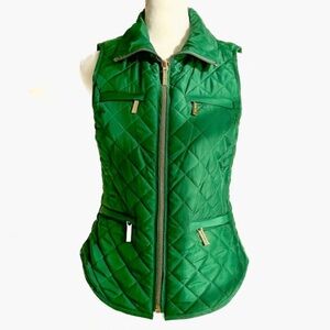 Michael Kors Green Quilted Vest with High Collar